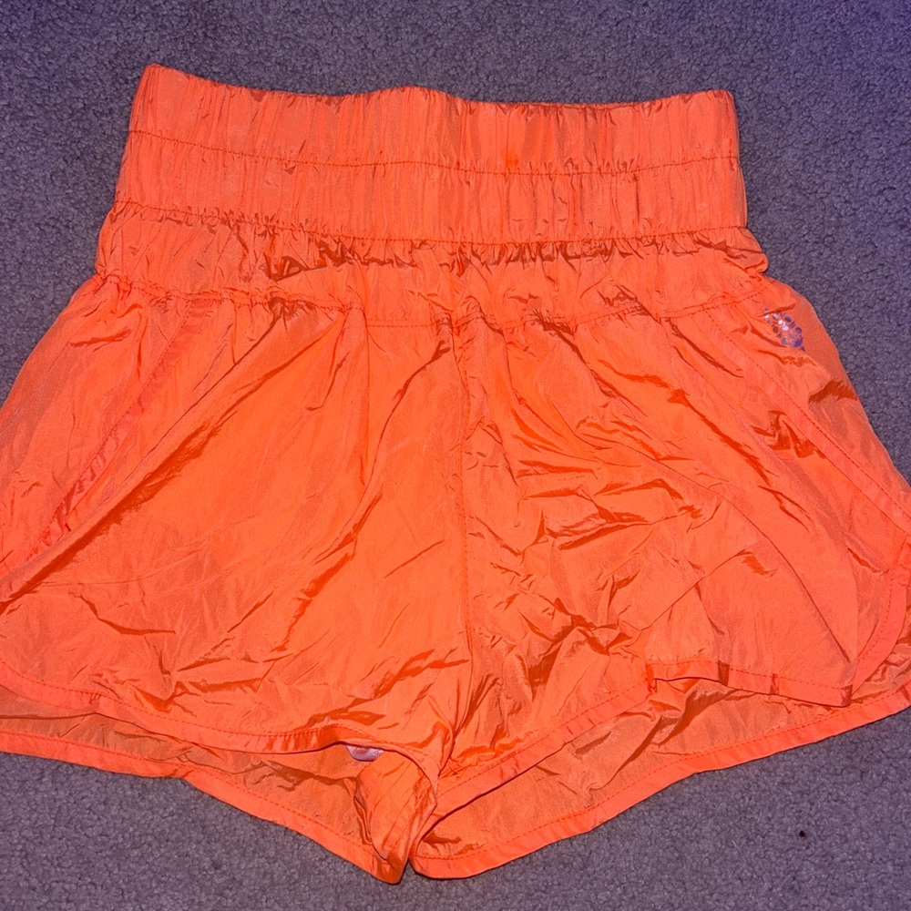 neon orange free people shorts